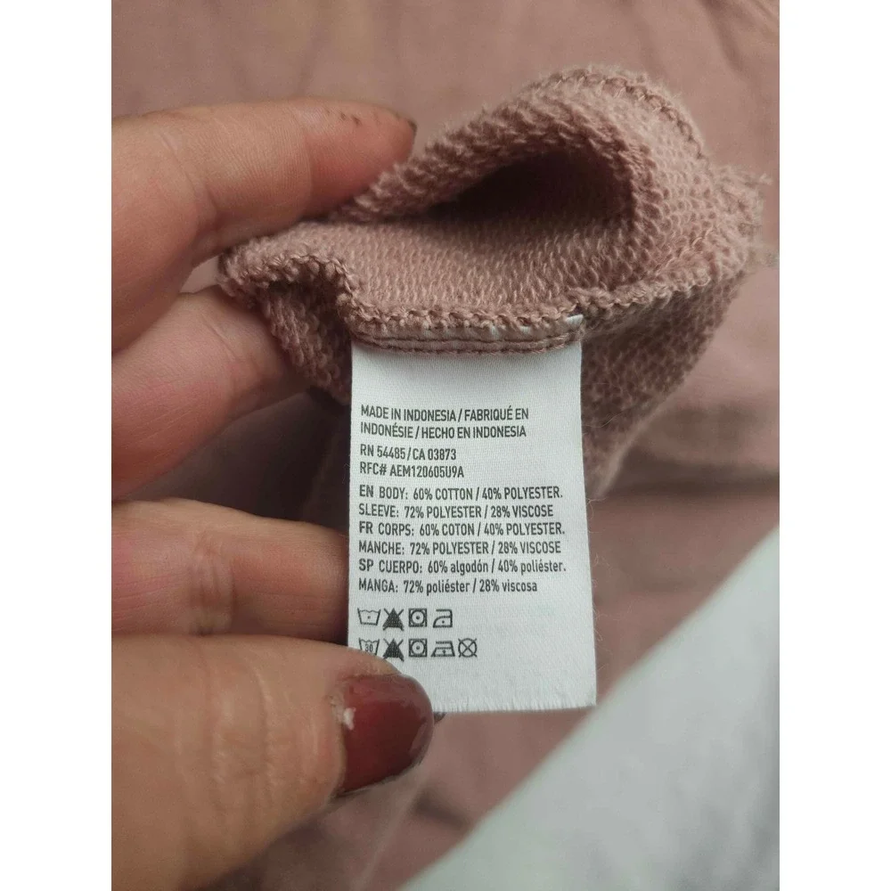 American Eagle Outfitters Mauve Pink Velour Sleeve Sweatshirt Womens Large
